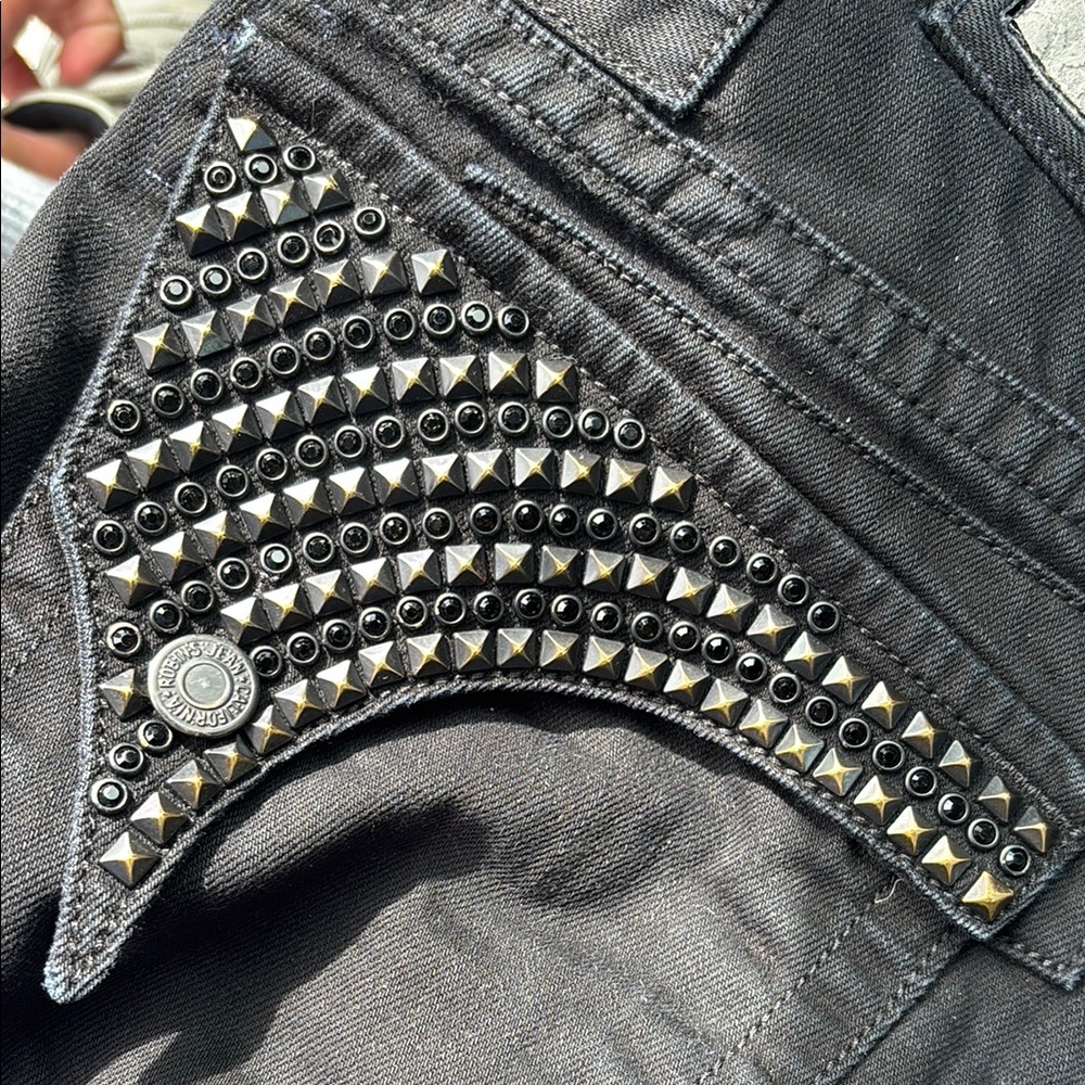 Robin's Jean Black and Silver Studded Jeans